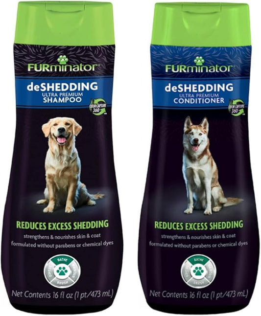 Furminator® Deshedding Ultra Premium Shampoo & Conditioner Bundle. 16oz.