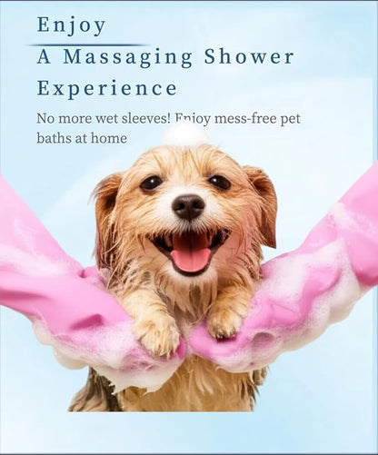 Pet Grooming Gloves with Brush,Lengthened Silicone Gloves, High-Density Massage Column Design, Suitable for Bathing and Massaging Cats and Dogs at Home or in Pet Stores
