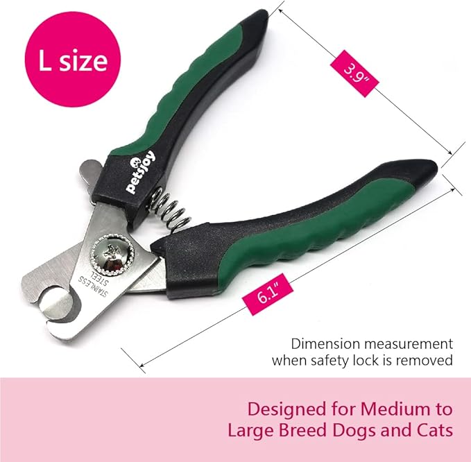 PetsJoy Pet Nail Trimmers Dog Clippers, Size: L, Suitable for Medium and Large Dog, Toenail Trimmer with Razor Sharp Stainless Steel Blades and Anti-Slip Handle