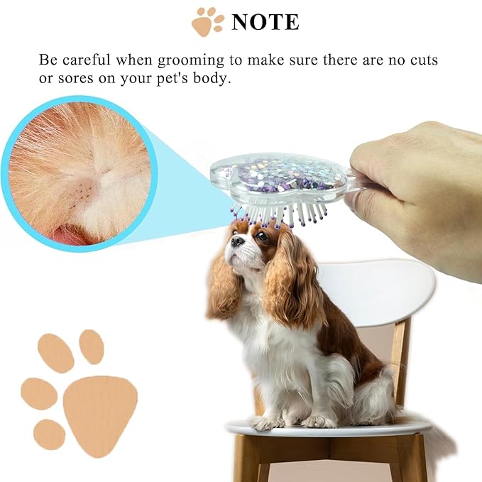 Soft Dog Brush for Small Dogs | Gentle Puppy Brush for Yorkies, Shih Tzus, Maltipoos & Maltese | Pet Hair Removal with Soft Bristles | Dog Brush for Shedding (Glitter Purple)