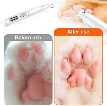 Saffory Electric Paw Trimmer with LED Light - Waterproof, Rechargeable, Low Noise Pet Hair Shaver for Dogs and Cats