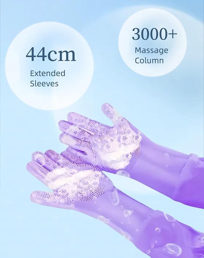 Pet Grooming Gloves with Brush,Lengthened Silicone Gloves, High-Density Massage Column Design, Suitable for Bathing and Massaging Cats and Dogs at Home or in Pet Stores