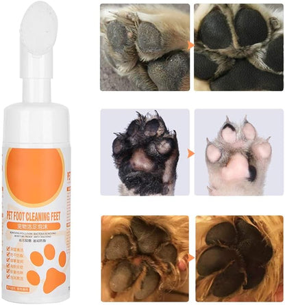 Pet Foot No Wash Foam dog cleaner Dog Foot Cleaning Foam Cleaner Waterless Pet Claw Care Foam cleaner with Silicone Brush Scrubber Foot Care Supplies for Dogs Cats General Claw Care