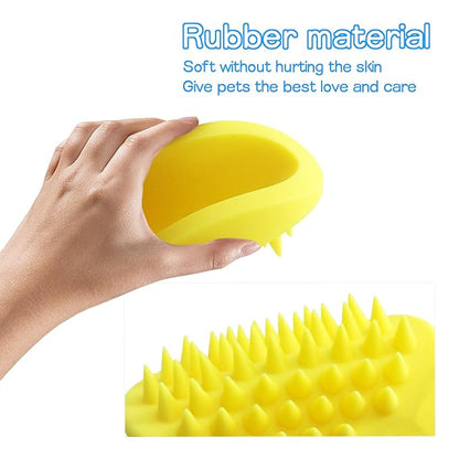 Pet Dog Wash Brush, Bog Bath Brush Soft Silicone Soothing Massage Rubber Grooming Brush Self Clean for Long Short Haired Dogs Cats Grooming Bath Supplies (Yellow)