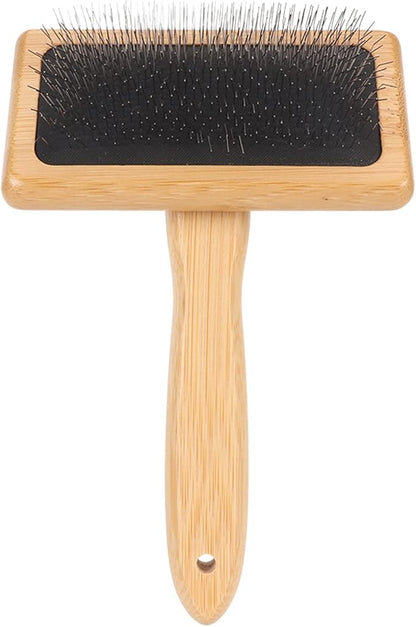 Sheepskin Wool Brush, Sheepskin Wool Wire Brush with Hole Cushion, Macrame Slicker Comb Pet Slicker Brush with Wood Handle for Grooming, Removing Shedding and Dirt (L)