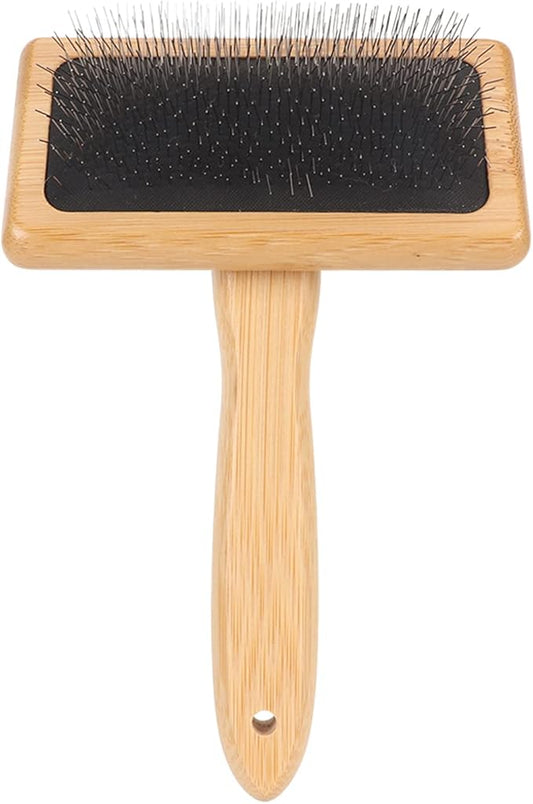 Sheepskin Wool Brush, Sheepskin Wool Wire Brush with Hole Cushion, Macrame Slicker Comb Pet Slicker Brush with Wood Handle for Grooming, Removing Shedding and Dirt (L)