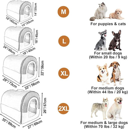 ANPPEX Large Igloo Dog House Indoor,2XL Size Dog Cave for Large and Medium Dogs,2-in-1 Washable Covered Dog Bed,Brown