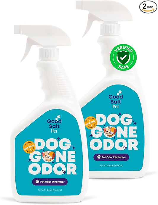 Good Salt Pet Dog Gone Odor, Natural & Fragrance Free Scent Neutralizer Spray, Made in the USA, 32 Ounce Bottle, 2-Pack