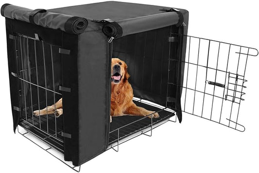 Durable Dog Crate Cover Double Door for Large pet Cover Kennel Covers Universal Fit for 36 inches Wire Dog Crate (36 Inch (36" L x 23" W x 25" H))-Black