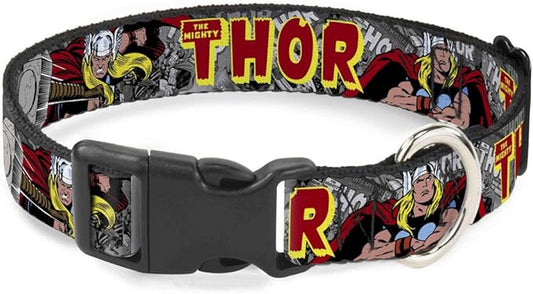 Dog Collar Plastic Clip The Mighty Thor Action Poses 18 to 32 Inches 1.5 Inch Wide