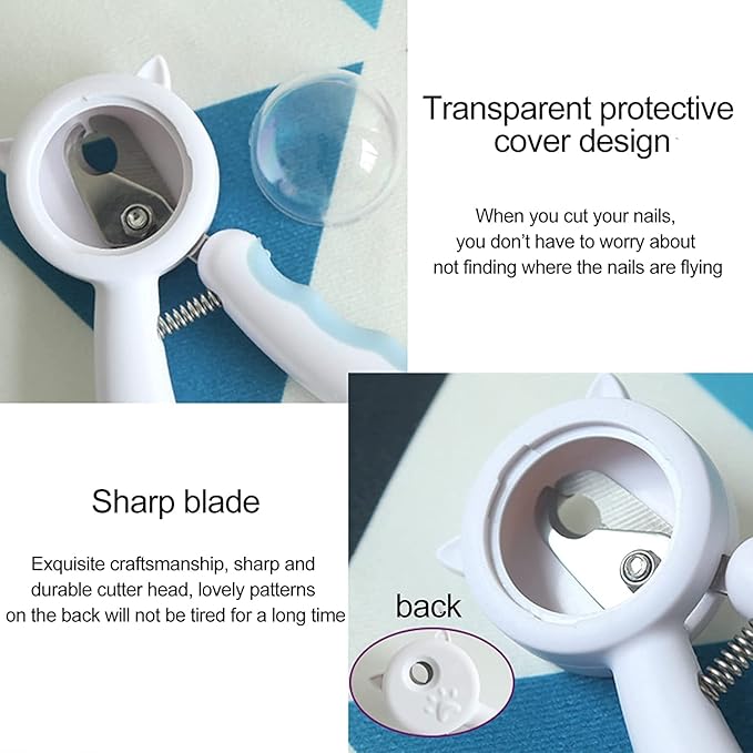 Pet Nail Clippers, Avoid Nails Flying Everywhere, Transparent Nail Storage Compartment Design, Independent Storage Files, Stainless Steel Pet Nail Clippers (Blue)