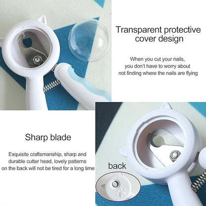 Pet Nail Clippers, Avoid Nails Flying Everywhere, Transparent Nail Storage Compartment Design, Independent Storage Files, Stainless Steel Pet Nail Clippers (Blue)
