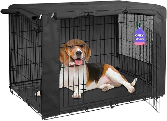 HiCaptain Folding Metal Dog Crate Cover for 36 Inch Wire Pet Cage (Black)
