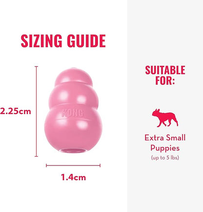 KONG Puppy - Natural Teething Rubber Chew Toy for Dogs - Stuffable Dog Toy for Extended Playtime - Chew & Fetch Toy for Puppies - for XS Puppies - Pink