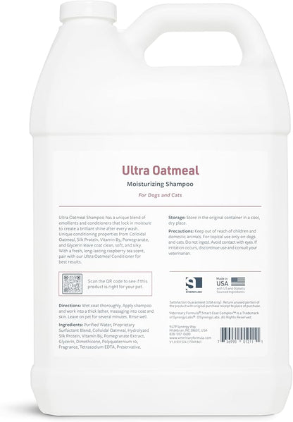 Veterinary Formula Smart Coat Complex Ultra Oatmeal Moisturizing Shampoo for Dogs, 128 Fl oz / 1 Gallon – Moisture-Rich, Nourishing – Leaves Coat Clean, Soft, Silky, Shiny – Long-Lasting Fragrance