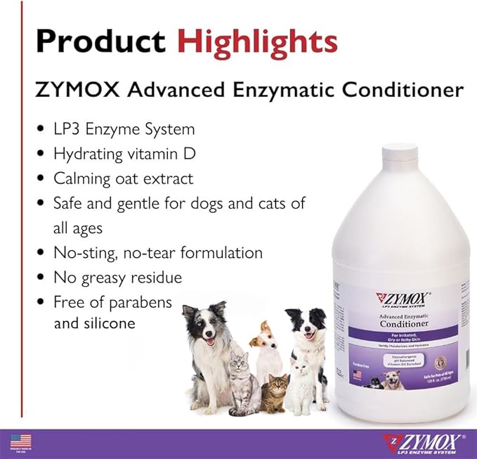ZYMOX Advanced Enzymatic Leave-On Conditioner, 1 gal. – for Pets & Animals of All Ages: Conditions, Detangles, Soothes, & Moisturizers Skin & Coat