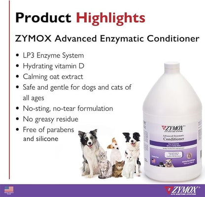 ZYMOX Advanced Enzymatic Leave-On Conditioner, 1 gal. – for Pets & Animals of All Ages: Conditions, Detangles, Soothes, & Moisturizers Skin & Coat
