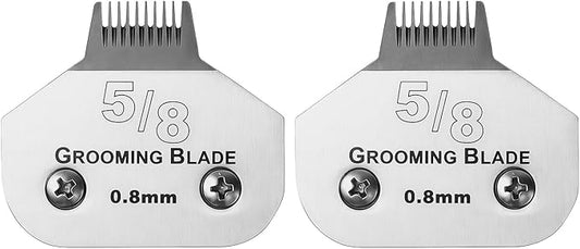 2 Pcs Size 5/8toe Detachable Dog Grooming Blades, Compatible with Andis, Oster A5, Wahl KM10 Series Clippers, Cut Length 0.8mm, Silver (5/8toe 0.8mm, 2Pcs)