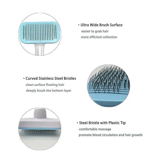 Deshedder Brush for Dogs Short Long Hair with Self Cleaning to Easy Shedding,Suitable for Cats Bunnies,Blue