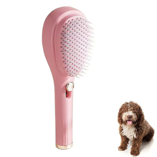 Self-Cleaning Soft Fur Brush for puppy – Scalable Gentle Grooming Brush Small Dogs Comb for Chihuahuas, Teddy Dogs, Yorkies, Maltipoos, Shih Tzus (Pink Pink)