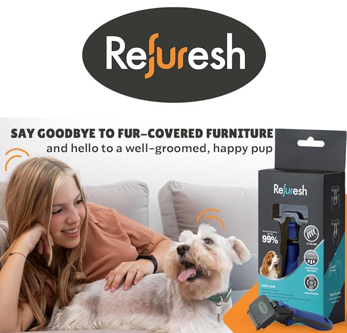 Deshedding Brush for Dogs & Cats - Medium & Blue, Long Hair Grooming Tool, Dog Deshedding Brush, Cat Deshedding Brush, Lightweight Deshedding Tool for Shedding Control. Pet Deshedder