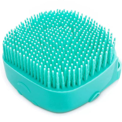 Dog Cat Bath Brush with Shampoo or Soap Dispenser, useful for Grooming, Washing and Massaging your Pet with Soft silicone Rubber Bristles