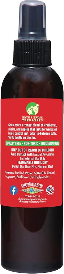 Bath & Brush Therapies® Merry Cranberry Pet Cologne 4.5 oz For Dogs | Long-Lasting Odor Eliminator | Paraben-Free | Biodegradable | Made in USA
