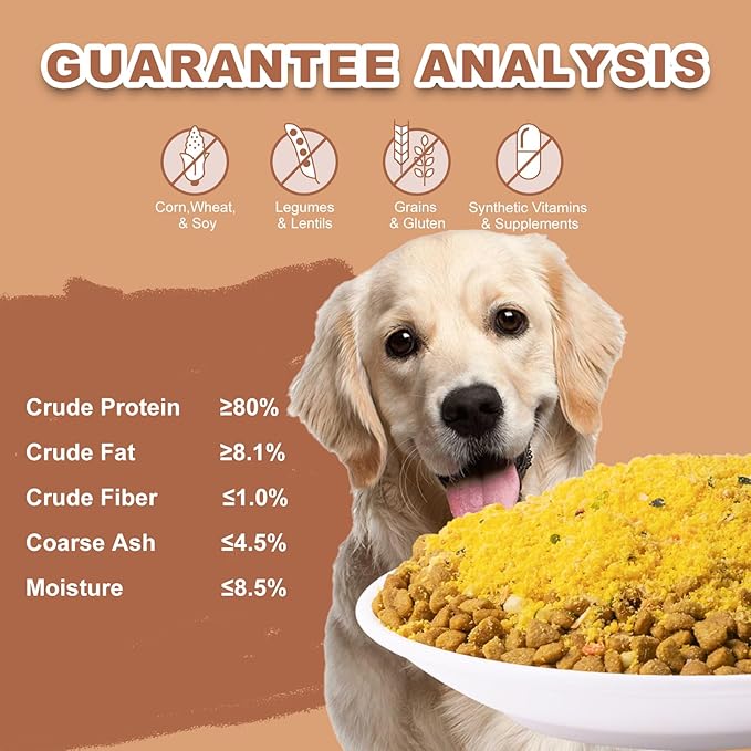 Dog Food Toppers Kibble Seasoning - Freeze Dried Fruit Vegetable 10 Kind Mixed Egg Yolk Powder High Protein Natural Delicious Treat Mix for Picky Eaters（8 Oz）