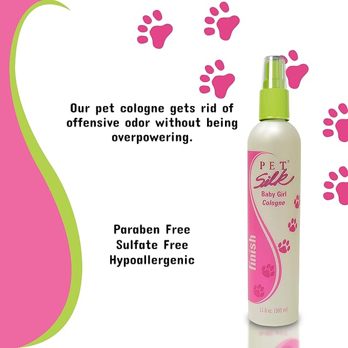PET SILK Cologne - Pet Odor Eliminator - Dog Perfume & Deodorizer In Between Bath Wash - Clean and Fresh Smelling Fur - Conditioning & Deodorizing Qualities (Baby Girl, 11.6 oz)