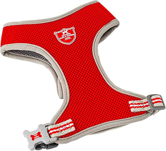 HUGO & HUDSON Dog Harness No-Pull Pet Harness Adjustable Quick Dry Mesh Padded Vest, Red, L