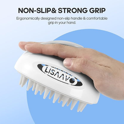 Pet Grooming Brush for Long & Short Hair Dogs Cats,Multi-Purpose Silicone Massage & Bath Brush for Pets,Promotes Shiny Coats,White