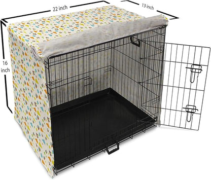 Lunarable Cartoon Dog Crate Cover, Flying Airplanes with a Style Fun Clouds in Colorful Design Artwork Print, Easy to Use Pet Kennel Cover for Small Dogs Puppies Kittens, 22 Inch, Dark Orange and Blue