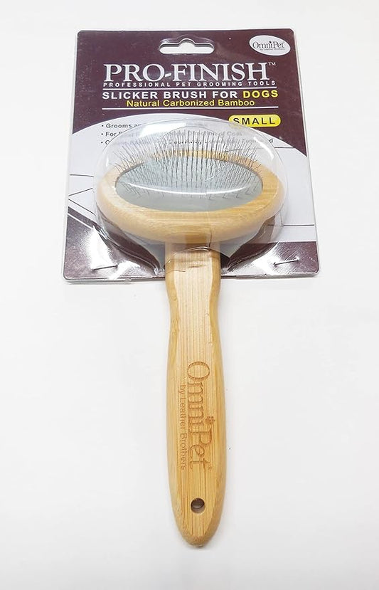 Pro-Finish Slicker Grooming Brush with Carbonized Bamboo Handle, Small