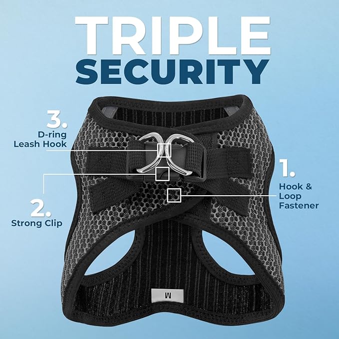 Voyager Step-in Air Dog Harness - All Weather Mesh, Reflective, No Pull Harness for Small, Medium Dogs, Cats - Secure with Hook & Loop Fastener, Buckle, Double D-Rings - Gray 2-Tone, L