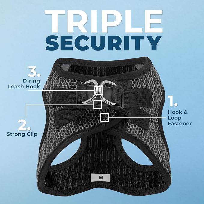 Voyager Step-in Air Dog Harness - All Weather Mesh, Reflective, No Pull Harness for Small, Medium Dogs, Cats - Secure with Hook & Loop Fastener, Buckle, Double D-Rings - Gray 2-Tone, XS