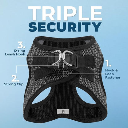 Voyager Step-in Air Dog Harness - All Weather Mesh, Reflective, No Pull Harness for Small, Medium Dogs, Cats - Secure with Hook & Loop Fastener, Buckle, Double D-Rings - Gray 2-Tone, XS