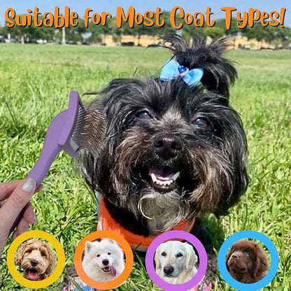 Pro-Slicker Brush Grooming Tool for Pets: Small Purple, Soft Cushion Bed of Dull Pins, Gentle but Effective. Easily and Painlessly Remove Thick Undercoat. Reduce Brushing Sessions, Groom like a Pro