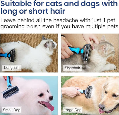 Potaroma Versatile Pet Grooming Brush, Double Sided Shedding and Dematting Undercoat Rake, Reduces Shedding by up to 95% Professional Deshedding Comb Tool for Dogs and Cats (Medium)