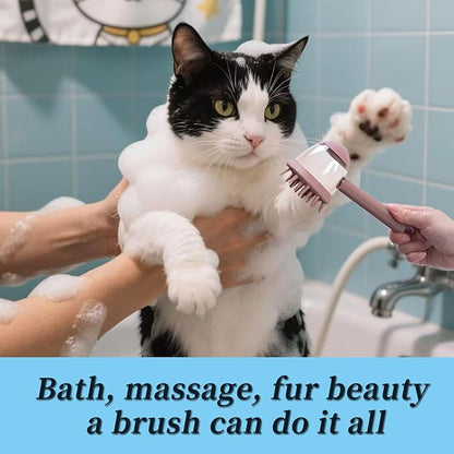 3-in-1 Pet Bath Brush for Dogs & Cats | Shower Massage Brush, Deshedding Comb & Lathering Tool | Anti-Frizz Grooming Brush for Bath Time (beige)