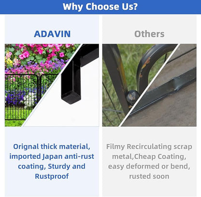 ADAVIN Tall Garden Fence with Gate,40 in(H) 4 Panels Animal Barrier Fence, Black Heavy Duty Iron Metal Fencing Border, Indoor or Outdoor Dog Playpen, No Dig RV Fencing for Yard. Total 8.9 FT(L)