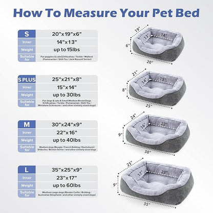INVENHO Small Dog Bed for Small Dogs, Cat Beds for Indoor Cats Washable, Orthopedic Dog Bed, Warming Soft Calming Sleeping Puppy Bed Durable Pet Bed with Anti-Slip Bottom S(20"x19"x6")