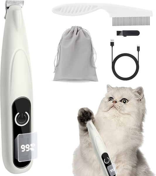 Upgrade Sharper Dog Paw Trimmer with LED Light, Low Noise Paw Trimmer for Dogs, Cordless Type-C Rechargeable Dog Clippers for Grooming Paws, Ears, Face, Rump