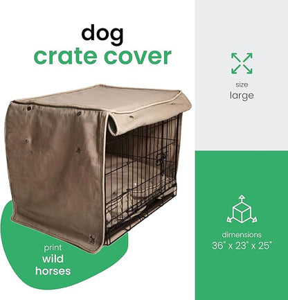 Molly Mutt Wild Horses Dog Crate Cover, 100% Cotton Canvas Cover with 2 Roll-Up Panels, Ideal for Dog or Cat Crate, Durable, Washable, and Free of Harmful Chemicals, 36" x 23" x 25"