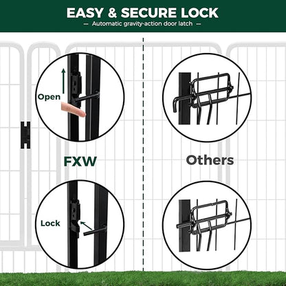 FXW Rollick Dog Playpen for Yard, RV Camping, 40 inch 32 Panels for Medium and Large Dogs│Patented