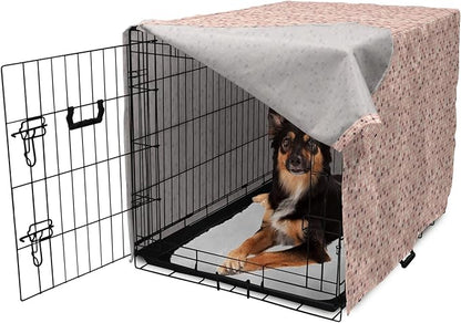 Lunarable Dusty Rose Dog Crate Cover, Square Shapes Mosaic Tile Design Rows in Retro Tones Geometrical Colorful, Easy to Use Pet Kennel Cover for Medium Large Dogs, 36 Inch, Rose Peach Plum