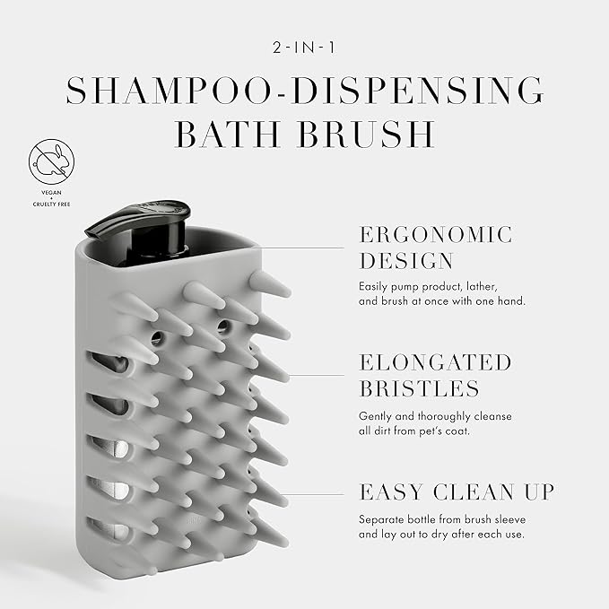 Tweezerman Cat & Dog Bath Brush, Dispensing Conditioner or Shampoo Brush for Pets