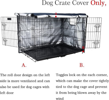 Senmortar Double Door Dog Crate Cover Wire Dog Cage Cover Waterproof Durable Lightweight 420D Polyester for Pet Crates Dark Blue 48 inches