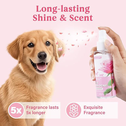 Natural Pet Cologne | Perfume For Dogs & Cats Premium Grooming Spray Long-Lasting Rose Scent Deodorizing Conditioning & Odor-Eliminating for All Coat Types