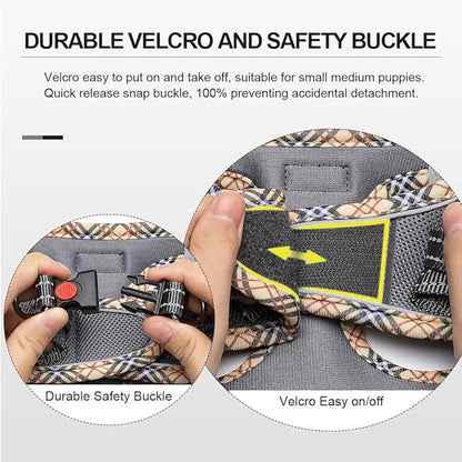 Mercano Soft Mesh Dog Harness and Leash Set, No-Chock Step-in Reflective Breathable Lightweight Easy Walk Escape Proof Vest Harnesses with Safety Buckle for Small Medium Dogs, Cats (Grey, XL)