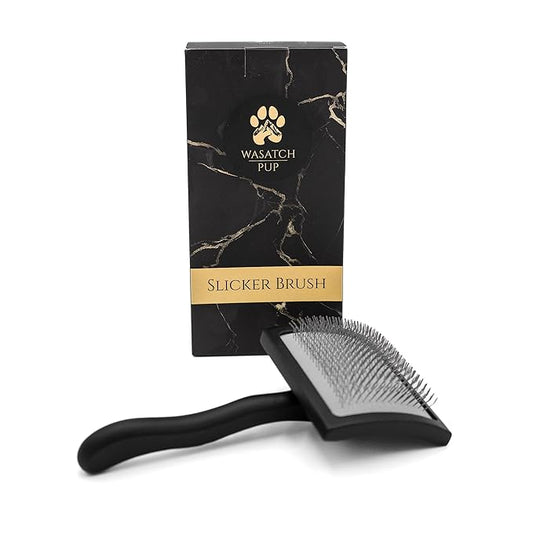 Slicker Brush for Dogs | Professional Dog Shedding Brush and Grooming Comb for Small Dog Breeds and Puppies | Ergonomic and Removes Shedding and Tangled Hair for Shiny Coat - Black